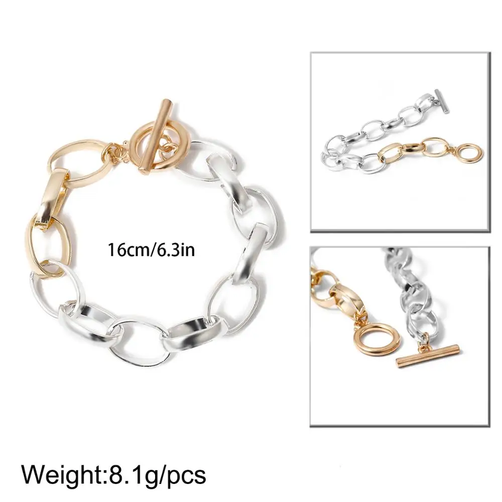 Lacteo Punk Mixing Color Metal Chain Bangle Bracelet Women Exaggerated Hip Hop Round Circle Cross Chain Charm Jewelry Bracelet
Lacteo Punk Mixing Color Metal Chain Bangle Bracelet Women Exaggerated Hip Hop Round Circle Cross Chain Charm Jewelry Bracelet