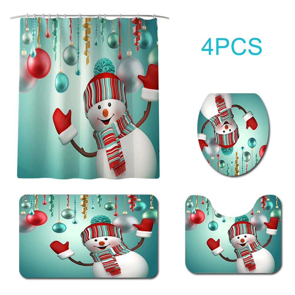 4pcs Christmas Print Christmas Toilet Seat Cover Bathtub Rug Shower Curtain Set Bathroom Decorations Set
4pcs Christmas Print Christmas Toilet Seat Cover Bathtub Rug Shower Curtain Set Bathroom Decorations Set