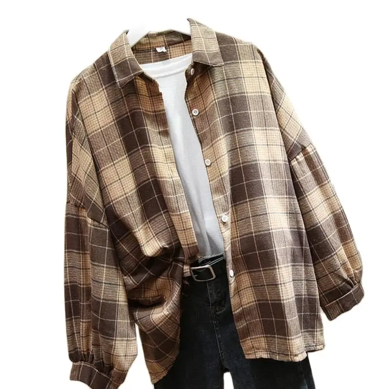 Women'S Spring Autumn Plaid Street Polo Vintage Oversized New Flannel Boyfriend Tunic For Female Cotton Shirt Grid Casual Tops
Women'S Spring Autumn Plaid Street Polo Vintage Oversized New Flannel Boyfriend Tunic For Female Cotton Shirt Grid Casual Tops