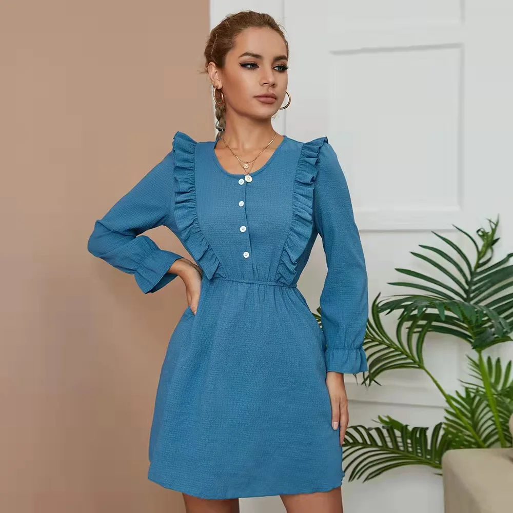 Autumn Spring Dress Women's Solid Color Streetwear Casual High Waist Thin Elegant Dress O Neck Mini Dresses Vestidos Femininos
Autumn Spring Dress Women's Solid Color Streetwear Casual High Waist Thin Elegant Dress O Neck Mini Dresses Vestidos Femininos
