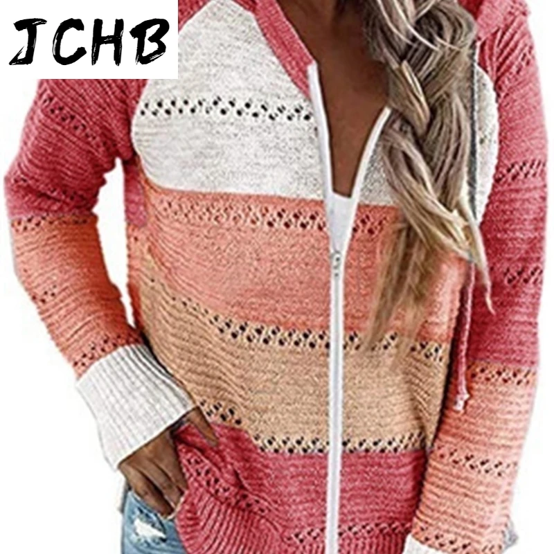 Zipper New Hooded Long Sleeve Sweater Women Fall Winter Casual Contrast Patchwork Hollow Out Long Sleeve Plus Size Knitted Tops
Zipper New Hooded Long Sleeve Sweater Women Fall Winter Casual Contrast Patchwork Hollow Out Long Sleeve Plus Size Knitted Tops