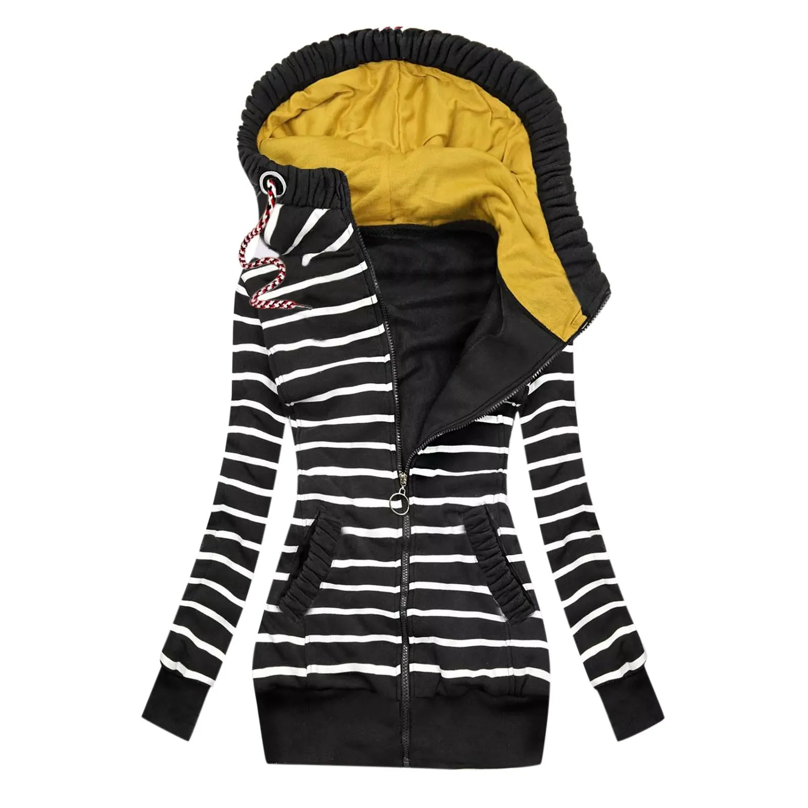 Striped Print Hooded Sweatshirt Tops Streetwear Zipper Sweatshirts Vintage Women Casual Pullover Long Sleeve Pockets Hoodies 
Striped Print Hooded Sweatshirt Tops Streetwear Zipper Sweatshirts Vintage Women Casual Pullover Long Sleeve Pockets Hoodies