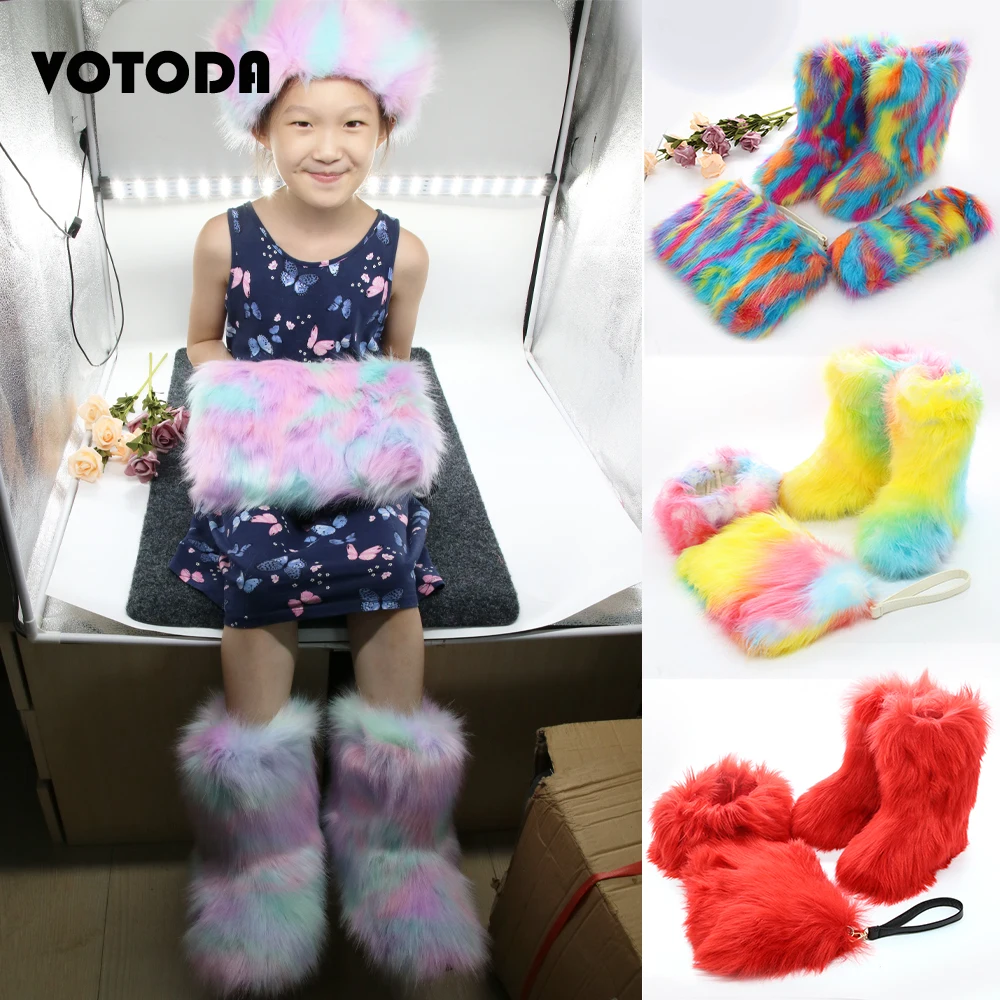 Winter Kids Fur Snow Boots Purse Headband Set Fluffy Faux Fur Boots Children's Fashion Warm Shoes Girl Rainbow Furry Fur Handbag
Winter Kids Fur Snow Boots Purse Headband Set Fluffy Faux Fur Boots Children's Fashion Warm Shoes Girl Rainbow Furry Fur Handbag