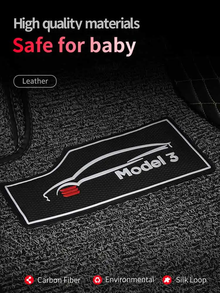 Car Wire Floor Mats FootPad 3 Pieces for Tesla Model 3 Non Slip WaterProof Double Layer Fully Enclosed
Car Wire Floor Mats FootPad 3 Pieces for Tesla Model 3 Non Slip WaterProof Double Layer Fully Enclosed