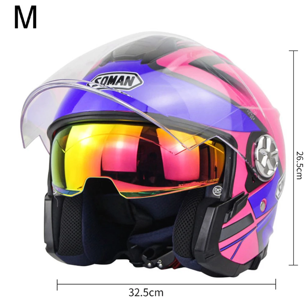 SOMAN Motorcycle Helmet 3/4 Half Helmet Men and Women Four Seasons Half Covered Double Lens Electric Motorcycle Helmet
SOMAN Motorcycle Helmet 3/4 Half Helmet Men and Women Four Seasons Half Covered Double Lens Electric Motorcycle Helmet
