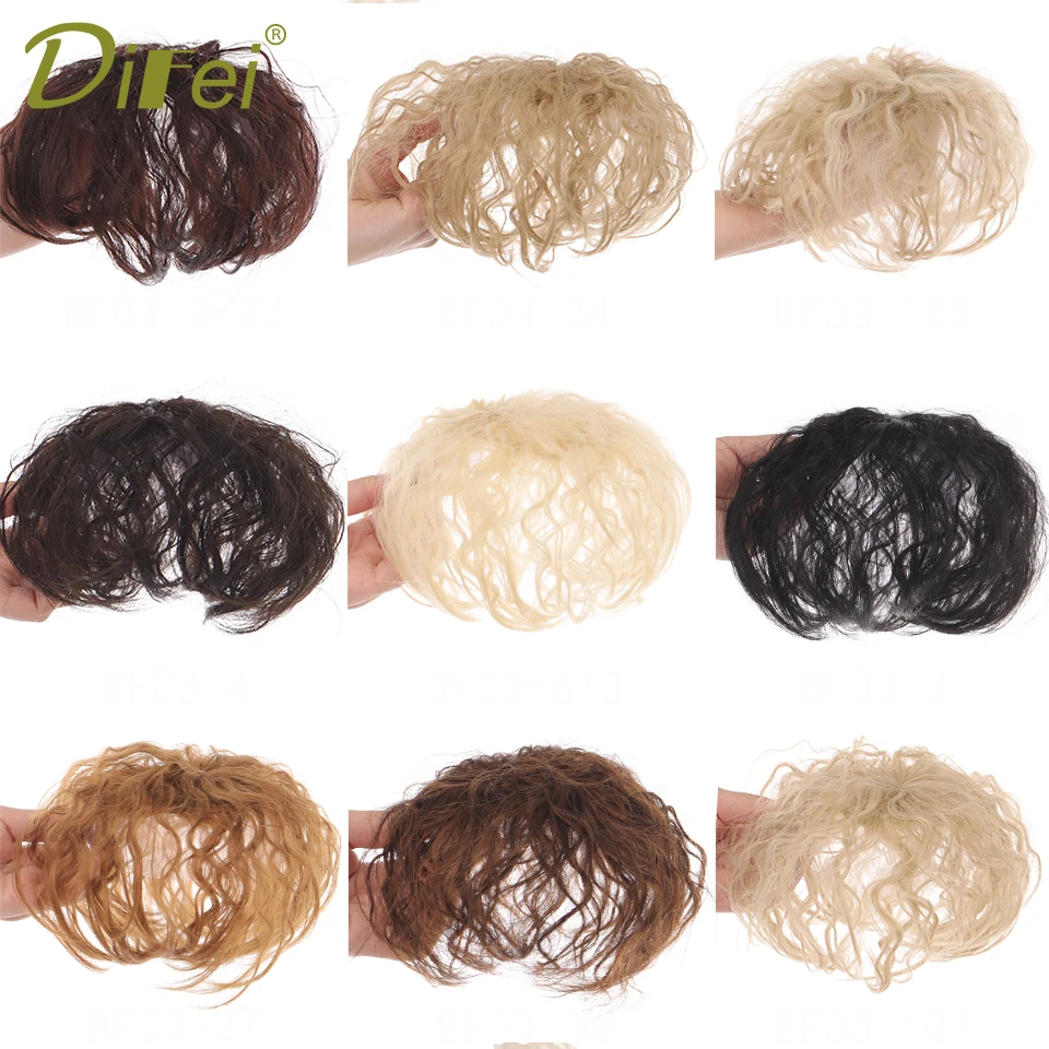 Фото Короткие вьющиеся челки для парика DIFEI черные коричневые натуральные