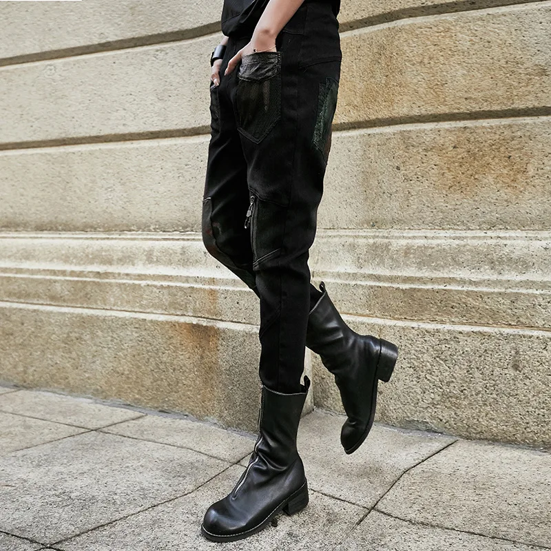 2019 модные весенне-Осенние Женский эластичный пояс повседневные шаровары джинсы женские уличные стильные сетчатые карманные черные джинсо...
2019 модные весенне-Осенние Женский эластичный пояс повседневные шаровары джинсы женские уличные стильные сетчатые карманные черные джинсо...