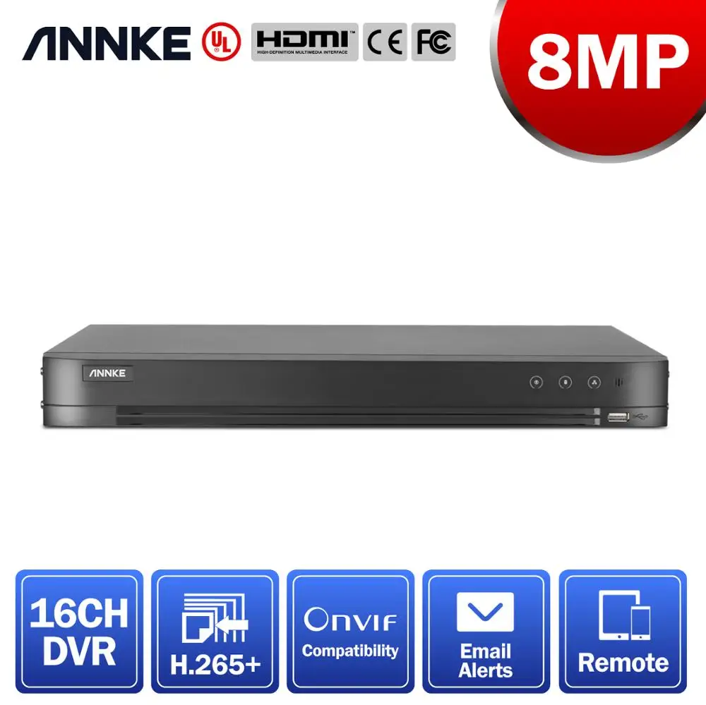 Видеорегистратор ANNKE 16-канальный 4K для неуклонной записи 24/7 5 в 1 H.265 + DVR IP-камер
