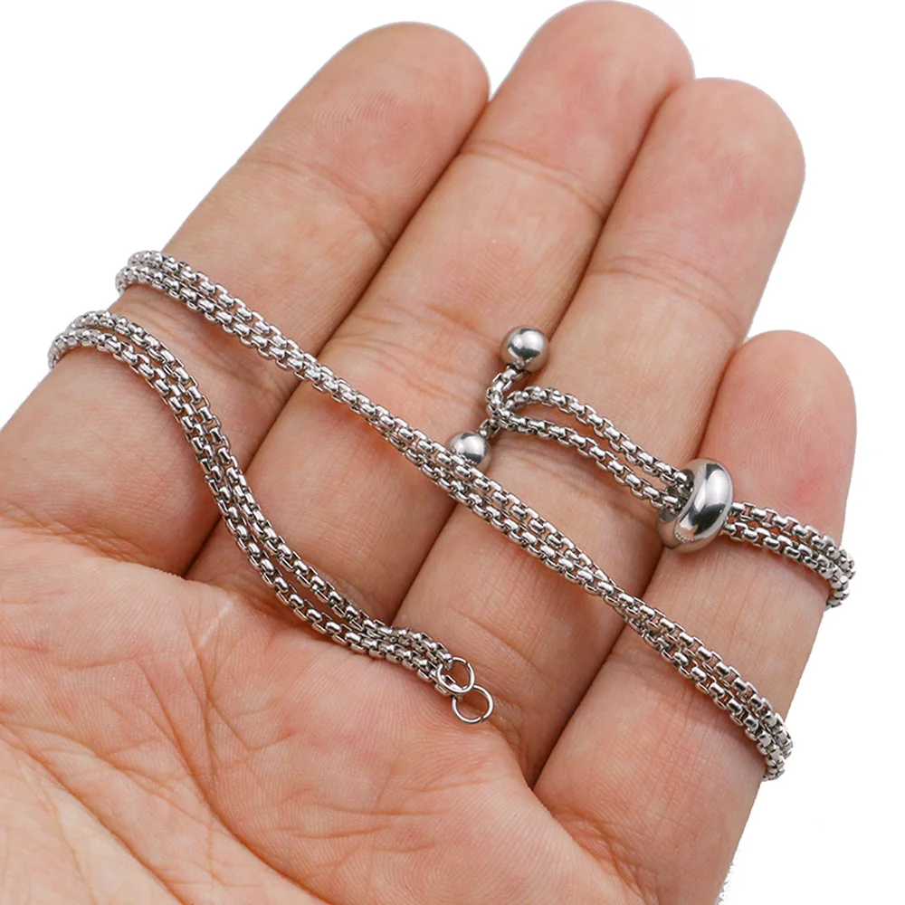 2pcs Stainless Steel Adjustable Slider Necklace Chain Jewelry Making DIY Loops Connector Pendants Material Findings Supplies
2pcs Stainless Steel Adjustable Slider Necklace Chain Jewelry Making DIY Loops Connector Pendants Material Findings Supplies