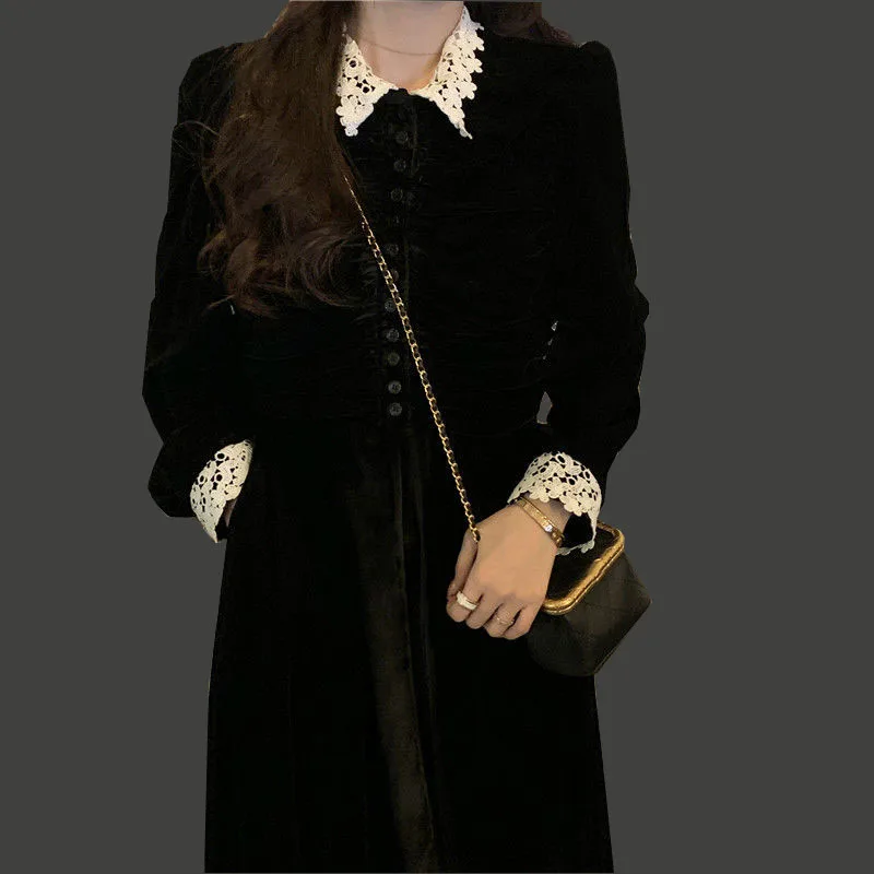 2021 new Velvet dress women spring autumn lace bottoming little black dress mid-length dress vestidos de festa שמלות ערב
2021 new Velvet dress women spring autumn lace bottoming little black dress mid-length dress vestidos de festa שמלות ערב