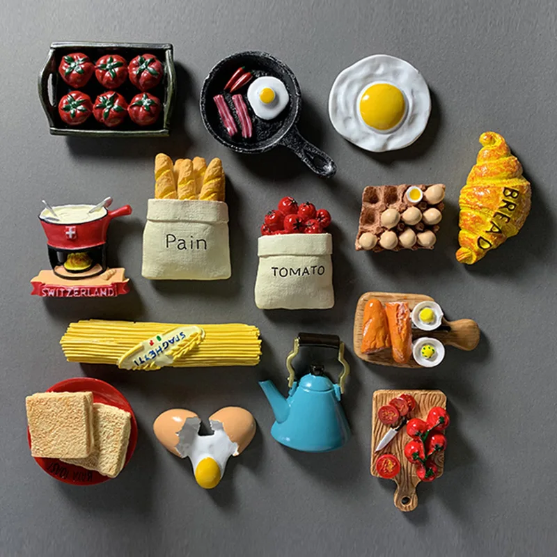 

Imitation food refrigerator paste 3D egg bread children early education magnet fridge magnet paste message stick home decoration