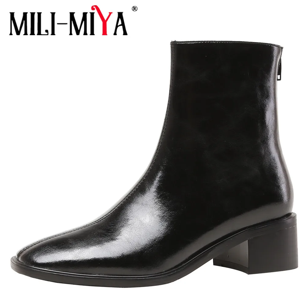MILI-MIYA Autumn Women Zipper Square Toe Short Boots Quality Leather 2022 Fashion Square Toe Chunky Heels Shoes Big Size 34-42
MILI-MIYA Autumn Women Zipper Square Toe Short Boots Quality Leather 2022 Fashion Square Toe Chunky Heels Shoes Big Size 34-42