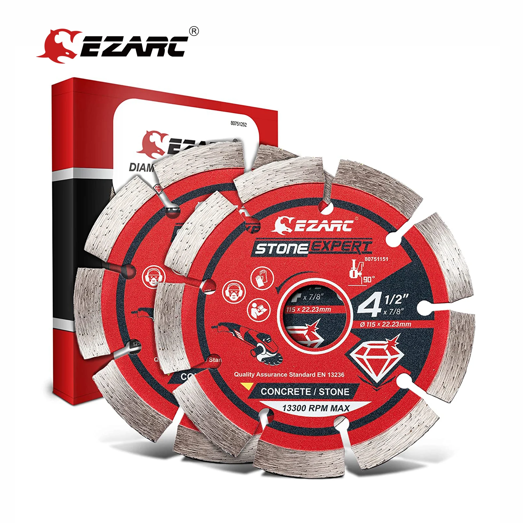 EZARC, Набор Из 2 Алмазных Пил, 5 Дюймов И 4,5 Дюйма, Сегментированные Для Угловой Шлифовальной Машины
EZARC, Набор Из 2 Алмазных Пил, 5 Дюймов И 4,5 Дюйма, Сегментированные Для Угловой Шлифовальной Машины