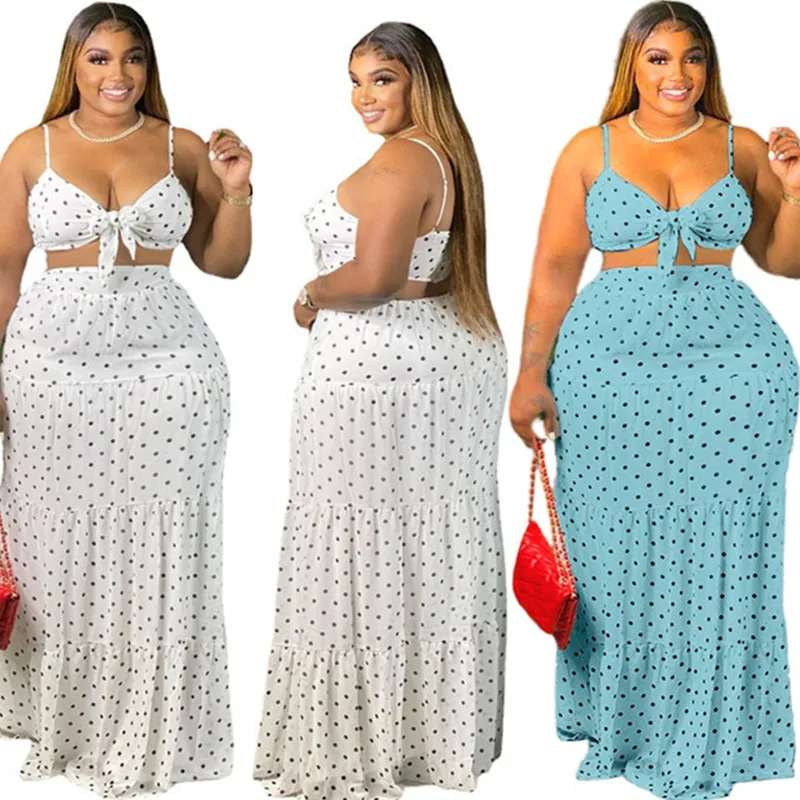 Женский летний комплект из двух предметов, юбка-макси и бюстгальтер в горошек
Женский летний комплект из двух предметов, юбка-макси и бюстгальтер в горошек