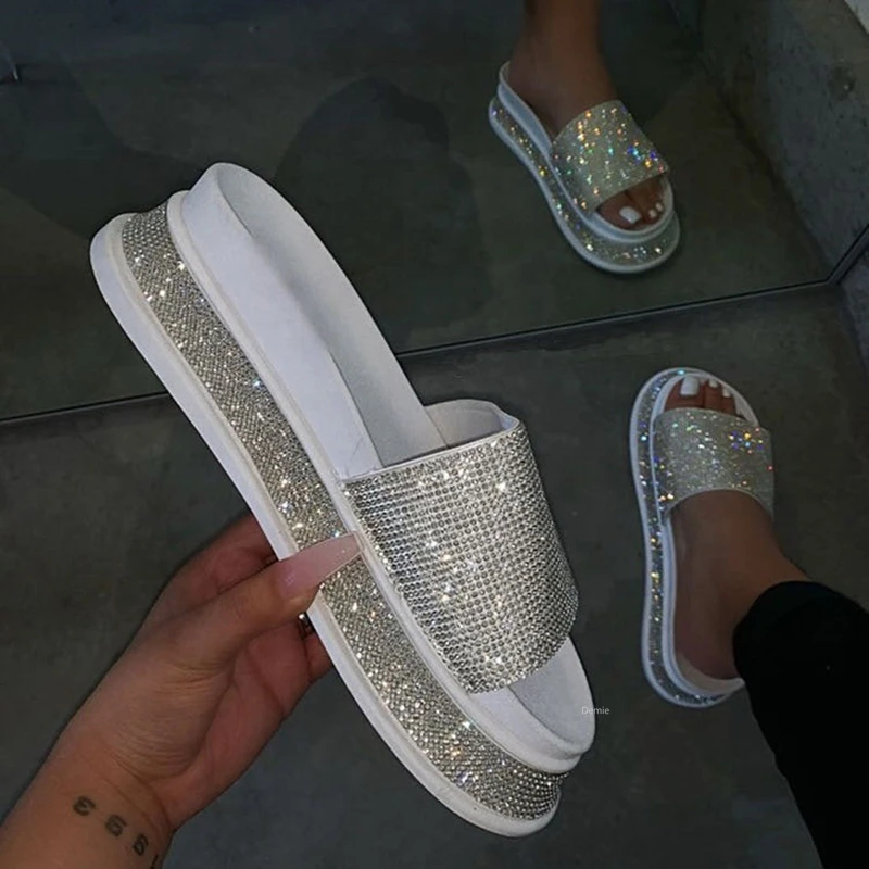Women's Sandals Summer New Style Rhinestone Sequined Flat Slippers Outdoor Comfortable Casual Shoes Beach Shoes Zapatos De Mujer
Women's Sandals Summer New Style Rhinestone Sequined Flat Slippers Outdoor Comfortable Casual Shoes Beach Shoes Zapatos De Mujer