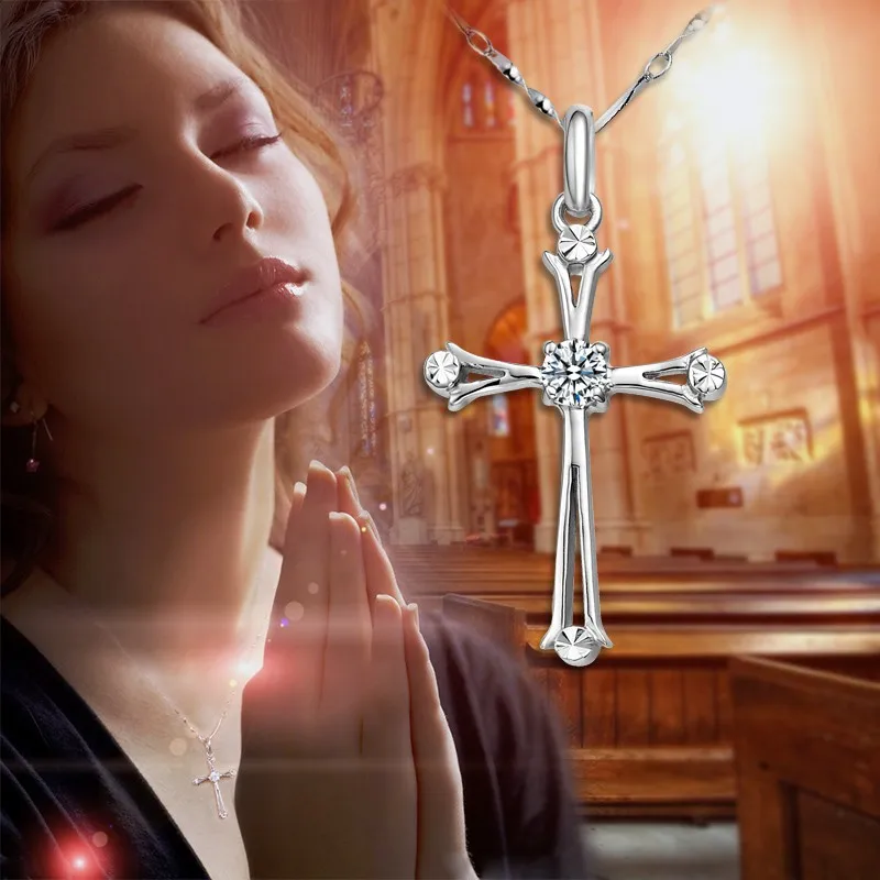 Fashion Cross 925 Sterling Silver Color Necklaces & Pendants For Women Men Silver 925 Jewelry Zircon Choker Statement Necklace
Fashion Cross 925 Sterling Silver Color Necklaces & Pendants For Women Men Silver 925 Jewelry Zircon Choker Statement Necklace