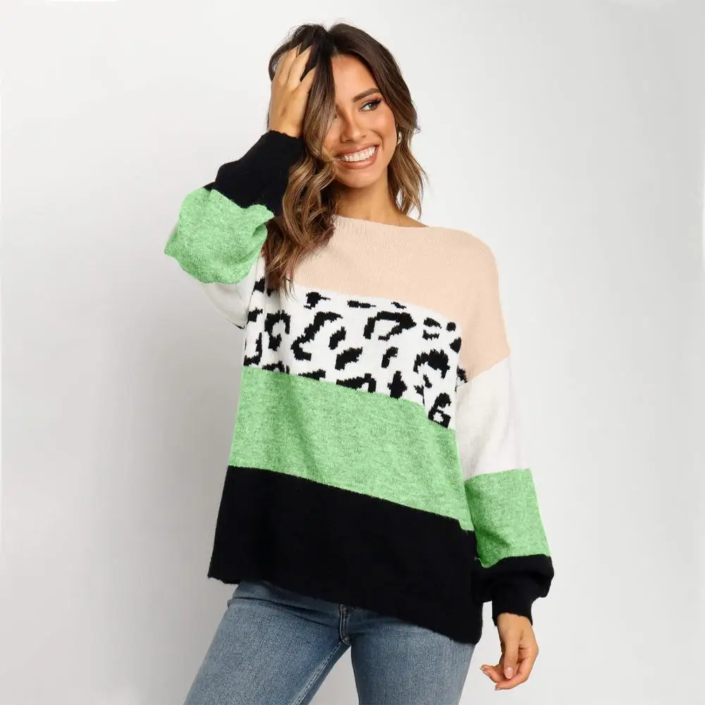 2020 new women's clothing autumn and winter outerwear top long sleeve leopard stitching loose sweater for women
2020 new women's clothing autumn and winter outerwear top long sleeve leopard stitching loose sweater for women