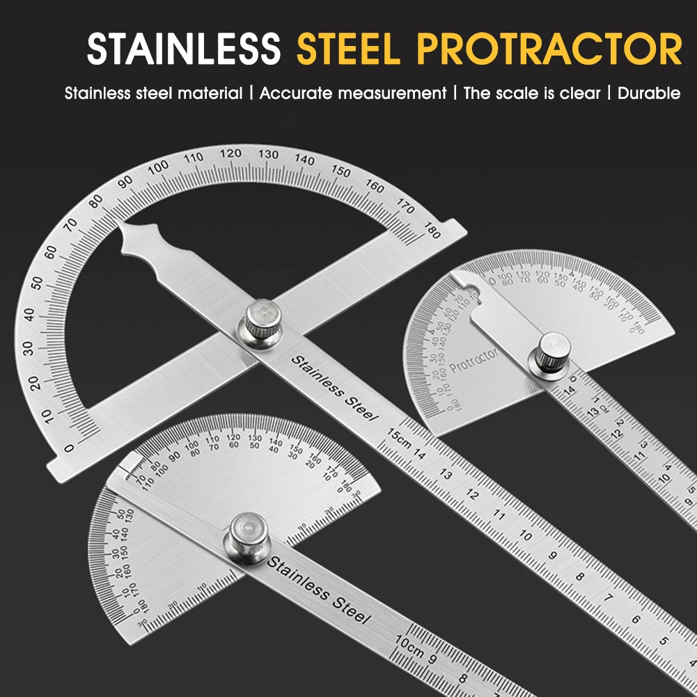 180 Degree Protractor Metal Angle Finder Goniometer Angle Ruler Stainless Steel Woodworking Tools Rotary Measuring Ruler
180 Degree Protractor Metal Angle Finder Goniometer Angle Ruler Stainless Steel Woodworking Tools Rotary Measuring Ruler