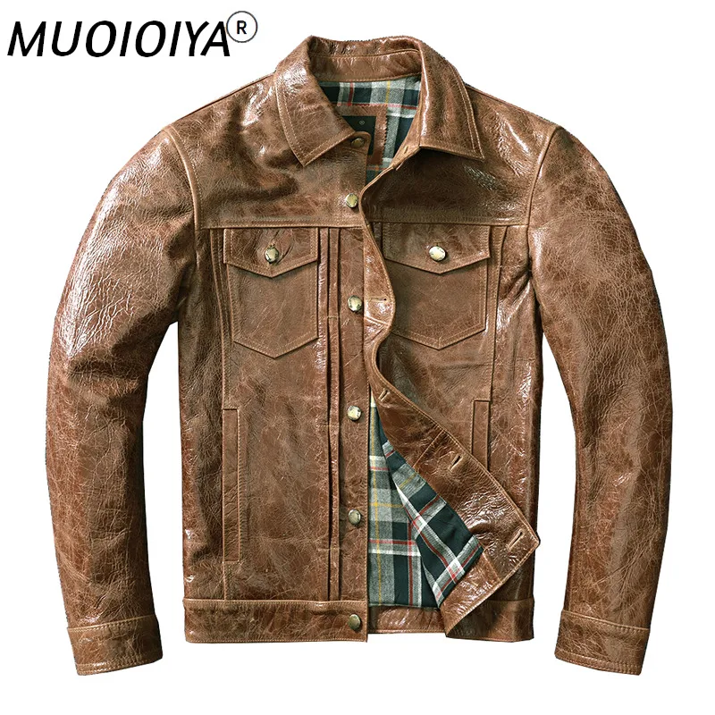 Slim Leather Jacket Men's Genuine Leather Jacket Pure First Layer Cowhide Oil Wax Retro Style Jacket
Slim Leather Jacket Men's Genuine Leather Jacket Pure First Layer Cowhide Oil Wax Retro Style Jacket