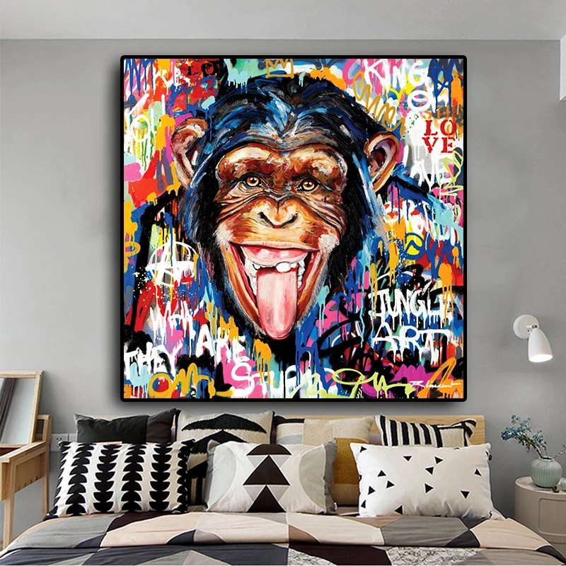 Graffiti Street Art Abstract Cute Monkey Canvas Painting Posters and Prints Cuadros Banksy Pop Wall Art Picture for Living Room
Graffiti Street Art Abstract Cute Monkey Canvas Painting Posters and Prints Cuadros Banksy Pop Wall Art Picture for Living Room