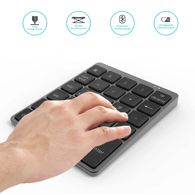 N960 Bluetooth-compatible Wireless Numeric Keypad Mini Numpad Alloy Ultra-thin Wireless Keyboard for PC Accounting Tasks
N960 Bluetooth-compatible Wireless Numeric Keypad Mini Numpad Alloy Ultra-thin Wireless Keyboard for PC Accounting Tasks
