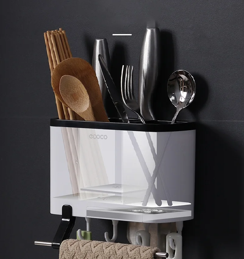 Wall-Mounted Drain Holder with Hooks Kitchen Tableware Rack Spoon Knife Towel Storage Chopsticks Tube Multifunction Accessories
Wall-Mounted Drain Holder with Hooks Kitchen Tableware Rack Spoon Knife Towel Storage Chopsticks Tube Multifunction Accessories