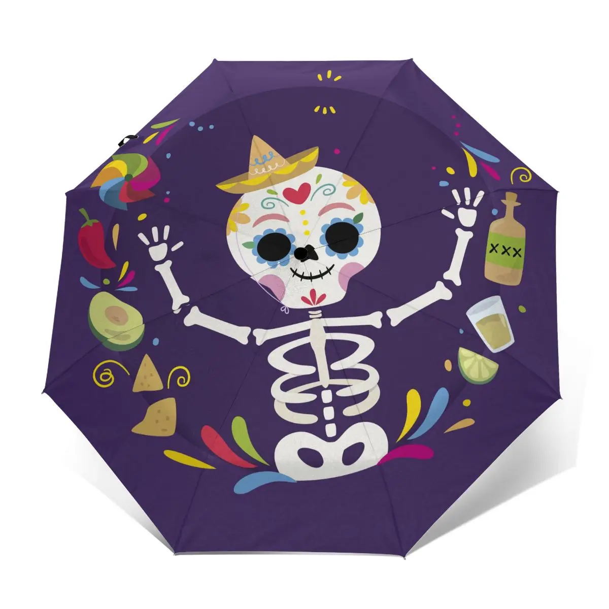 Wind Resistant Fully-Automatic Umbrella Cinco De Mayo Skull Rain 3 Folding Parasol Travel Car Umbrella
Wind Resistant Fully-Automatic Umbrella Cinco De Mayo Skull Rain 3 Folding Parasol Travel Car Umbrella