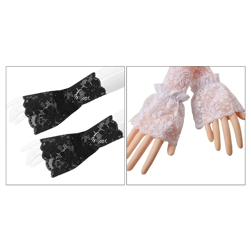 Korean Women Single Layer Floral Lace Wrist Cuffs Ruffled Flared Detachable Fake Sleeves Bracelet Wedding Bridal Sunscreen Finge 
Korean Women Single Layer Floral Lace Wrist Cuffs Ruffled Flared Detachable Fake Sleeves Bracelet Wedding Bridal Sunscreen Finge