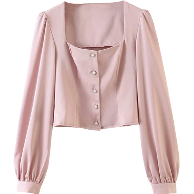 Court Style Square Collar Shirt Retro Pearl Buckle Temperament Leisure Shirt Hong Kong Style Three-Dimensional Shoulder Slimming
Court Style Square Collar Shirt Retro Pearl Buckle Temperament Leisure Shirt Hong Kong Style Three-Dimensional Shoulder Slimming