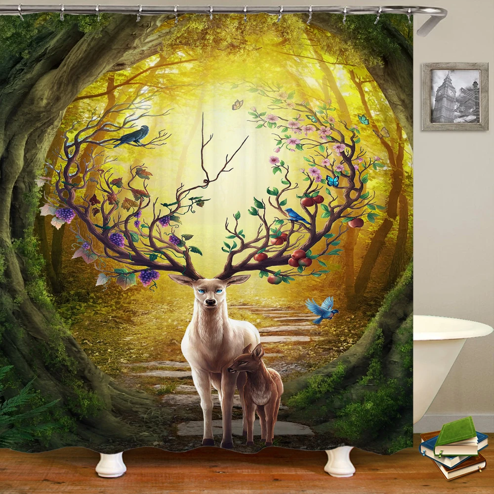 High Quality Forest Deer Elk Fabric Shower Curtain Waterproof Natural Landscape Bath Curtains for Bathroom Decor with Hooks
High Quality Forest Deer Elk Fabric Shower Curtain Waterproof Natural Landscape Bath Curtains for Bathroom Decor with Hooks