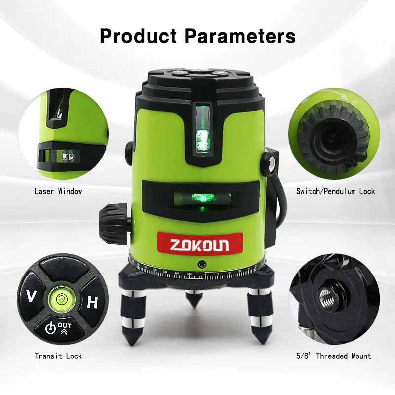 6 Points 5 Lines Laser Level Self-Leveling Tilt Slash Function And Pulse Mode - Receiver Available Auto Line Measure
6 Points 5 Lines Laser Level Self-Leveling Tilt Slash Function And Pulse Mode - Receiver Available Auto Line Measure
