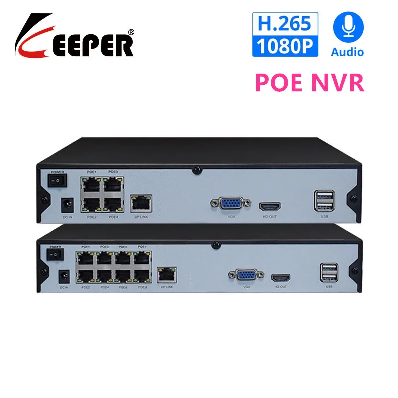 

Keeper H.265 4/8CH POE NVR Security IP Camera Video Surveillance CCTV System P2P ONVIF 2MP Network Video Recorder For POE IP Cam