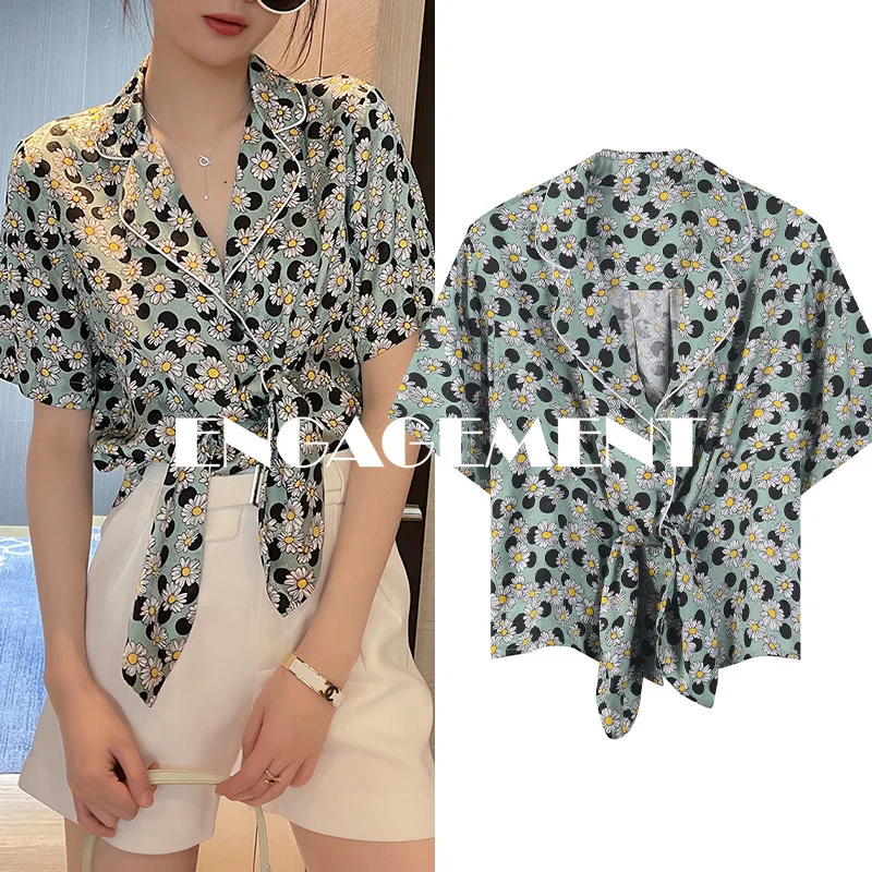 ENGAGEMENT High Quality 2021 Summer Lapel Short Daisy Printed Lace-up Shirt Women's Fashion Short Sleeve Loose Thin T-shirt Top
ENGAGEMENT High Quality 2021 Summer Lapel Short Daisy Printed Lace-up Shirt Women's Fashion Short Sleeve Loose Thin T-shirt Top