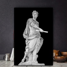 Black and White Roman Emperor Julius Sculpture Caesar Statue Poster Canvas Painting Wall Art Pictures for Living Room Decoration