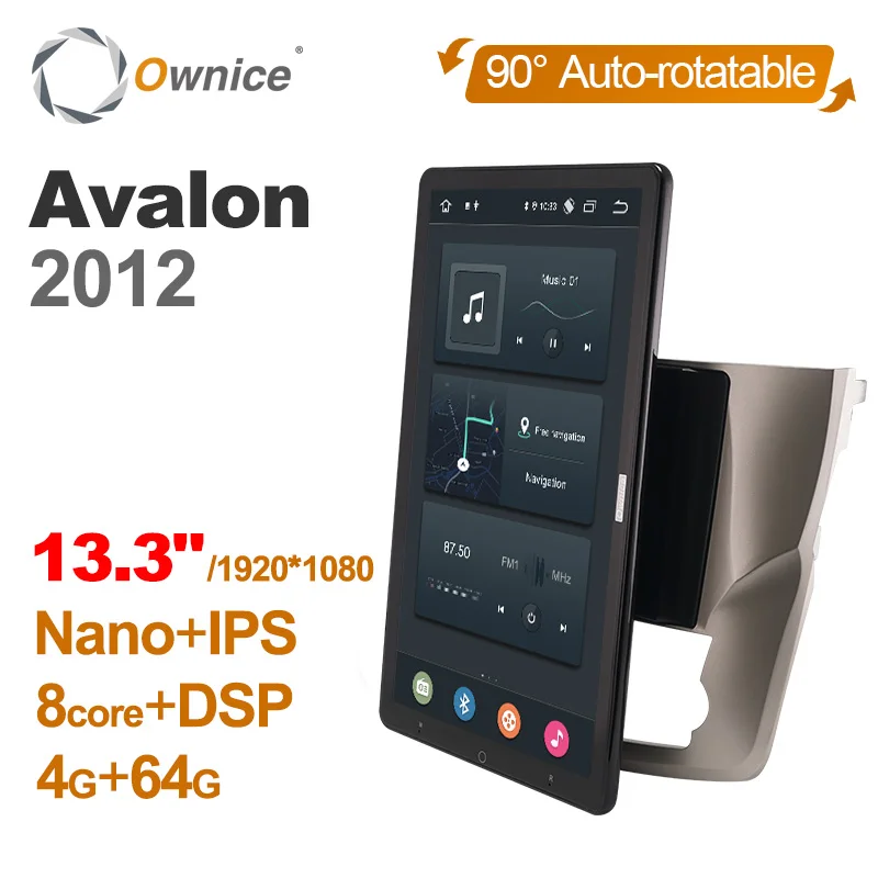 

13,3 дюймов 1920*1080 Ownice Android 10,0 для Toyota AVALON 2012 Автомагнитола мультимедийный видео аудио GPS головное устройство авто поворотный