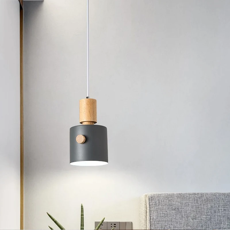 Home Loft Simple Decor Macaron Dining Room Pendant Lamp Ceiling Nordic Kitchen Hanging Lights LED Modern Wood Lighting Fixtures | Лампы и