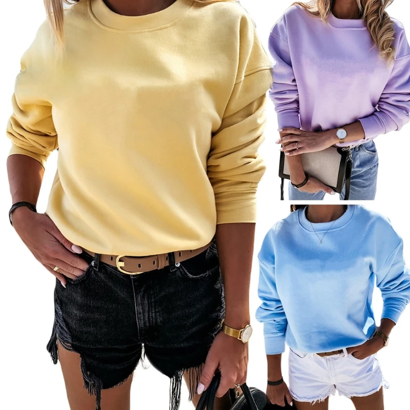 Women Autumn Long Sleeve Round Neck Sweatshirt Simple Plain Solid Color Pullover Tops Casual Sports Loose Streetwear
Women Autumn Long Sleeve Round Neck Sweatshirt Simple Plain Solid Color Pullover Tops Casual Sports Loose Streetwear