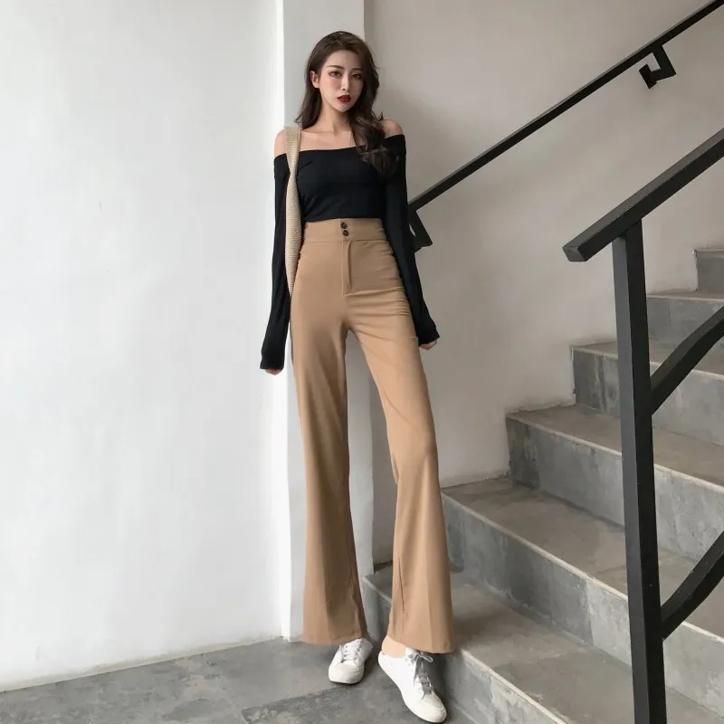 WHOHOLL 2021 Spring Women Casual Solid Straight Pants Ladies Button Slim Pants Female Wide Leg Pant Vintage Korean Style
WHOHOLL 2021 Spring Women Casual Solid Straight Pants Ladies Button Slim Pants Female Wide Leg Pant Vintage Korean Style