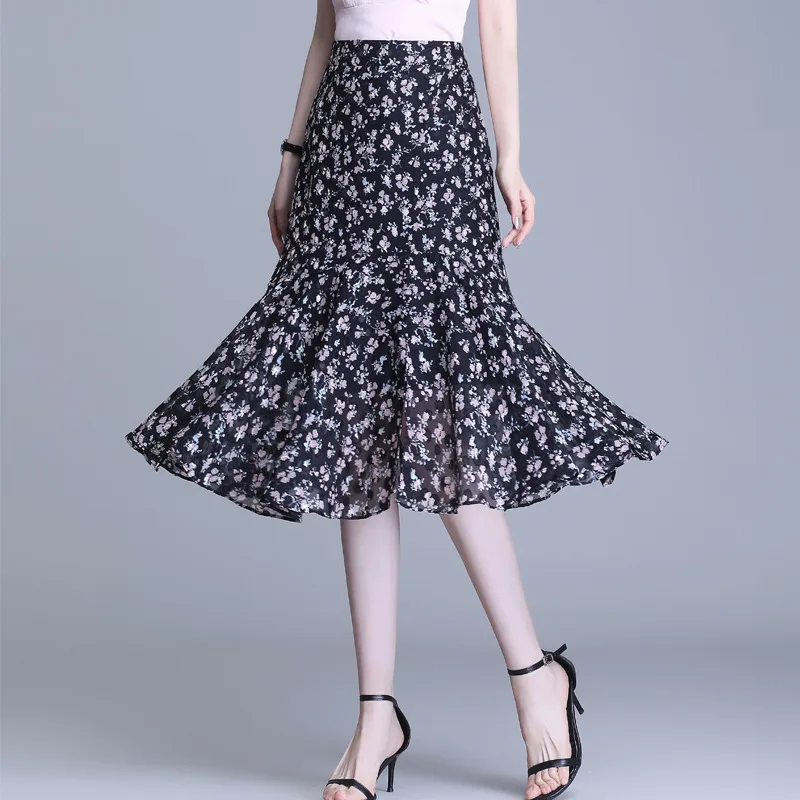 Chiffon Floral High Waisted Fishtail Skrits for Women 2021 Summer Slim Casual Vintage Elegant Mid-long Skirt 0182
Chiffon Floral High Waisted Fishtail Skrits for Women 2021 Summer Slim Casual Vintage Elegant Mid-long Skirt 0182