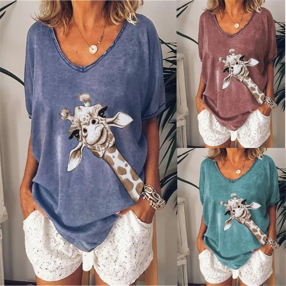 2021 New Women Ladies Summer Soft O Neck Giraff Print Sexy Short Sleeve T Shirt Casual Criss Cross Blouse Loose Crop Tops
2021 New Women Ladies Summer Soft O Neck Giraff Print Sexy Short Sleeve T Shirt Casual Criss Cross Blouse Loose Crop Tops