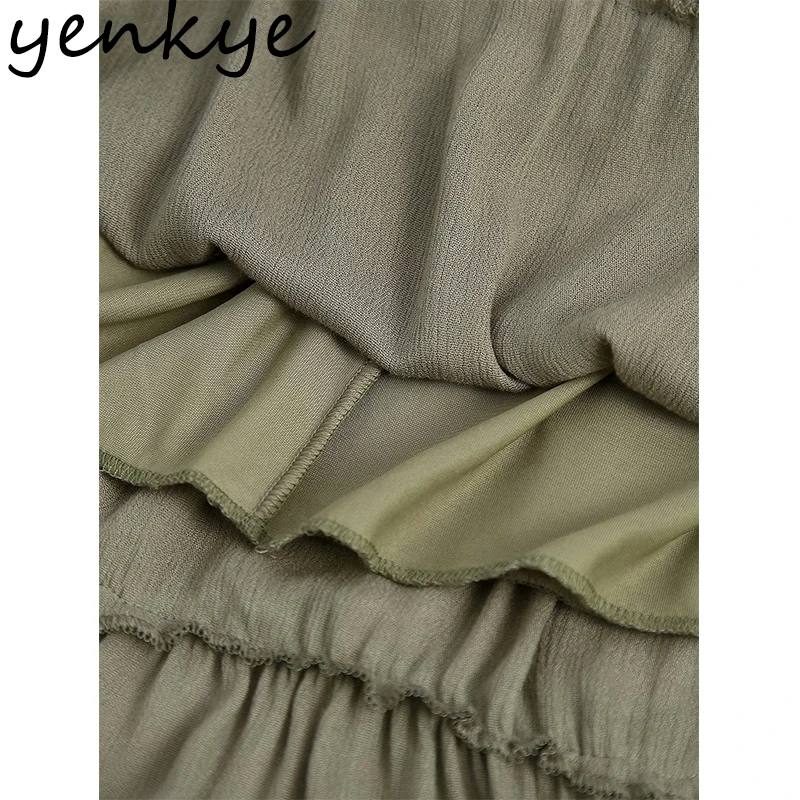 YENKYE Summer Women Vintage Army Green Embroidery Dress Female O Neck Butterfly Sleeve Pleated Casual Dress Midi Vestido
YENKYE Summer Women Vintage Army Green Embroidery Dress Female O Neck Butterfly Sleeve Pleated Casual Dress Midi Vestido