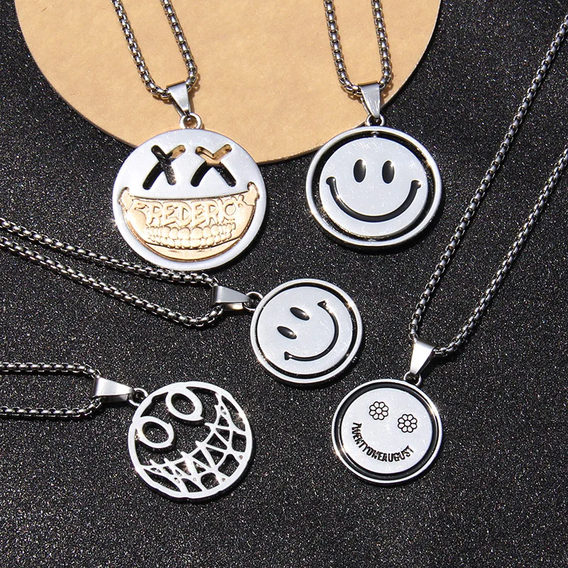 New 2021 Fashion Jewelry Korean Rotating Smiley Street Couple Double Face Expression Necklace for Women Necklace Pendant Gift
New 2021 Fashion Jewelry Korean Rotating Smiley Street Couple Double Face Expression Necklace for Women Necklace Pendant Gift