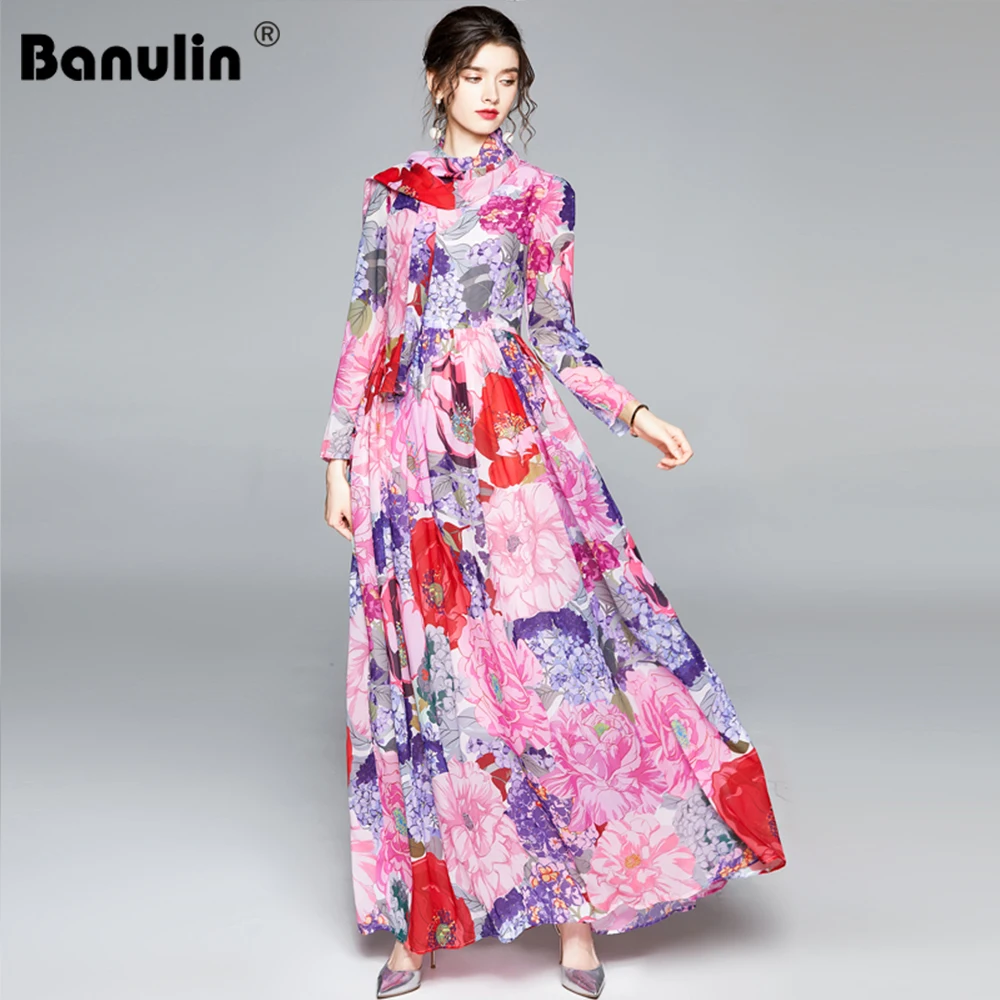 Banulin Women Pink Floral Holiday Dress Runway Fashion Designer Maxi Dress Long Sleeve Boho Colorful Flower Print Long Dress
Banulin Women Pink Floral Holiday Dress Runway Fashion Designer Maxi Dress Long Sleeve Boho Colorful Flower Print Long Dress