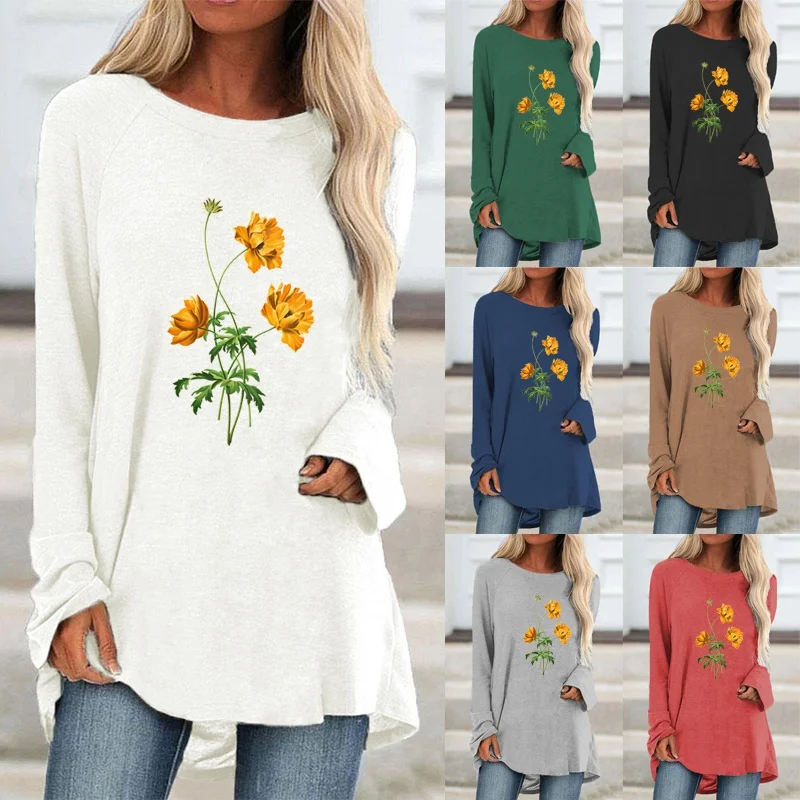 Women Autumn and Winter Fashion Clothing Floral Printed Casual Sweatshirt Long Sleeve Ladies Round Neck Tops T-shirt
Women Autumn and Winter Fashion Clothing Floral Printed Casual Sweatshirt Long Sleeve Ladies Round Neck Tops T-shirt