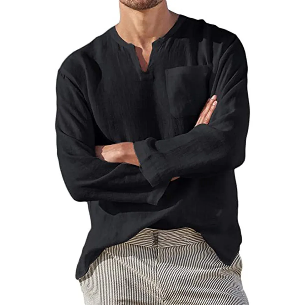 Mens Long Sleeve Linen Shirt Loose Casual V-Neck Henley T-Shirts Blouse Tee Tops Button Solid Summer Loose Breathable Shirts Hot
Mens Long Sleeve Linen Shirt Loose Casual V-Neck Henley T-Shirts Blouse Tee Tops Button Solid Summer Loose Breathable Shirts Hot