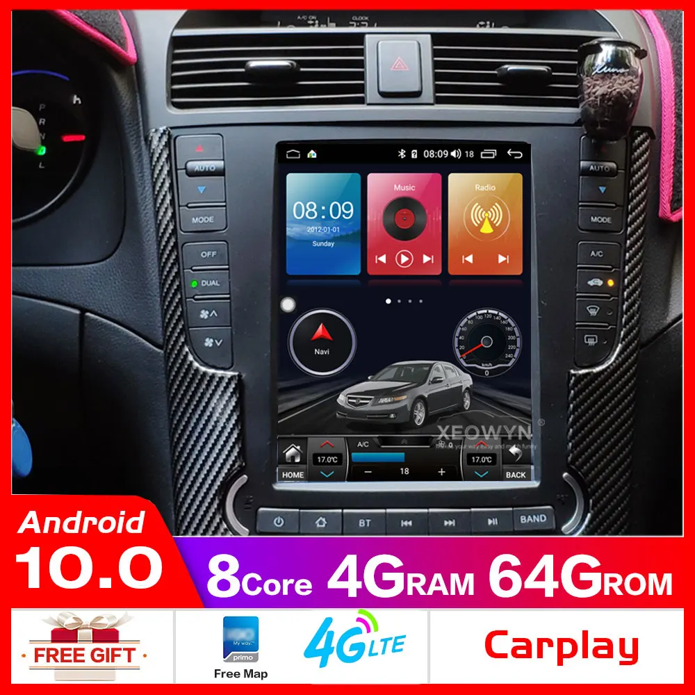 Android 10 Восьмиядерный для Acura TL 128 ГБ 2004 2008 автомобильный радиоприемник GPS навигатор