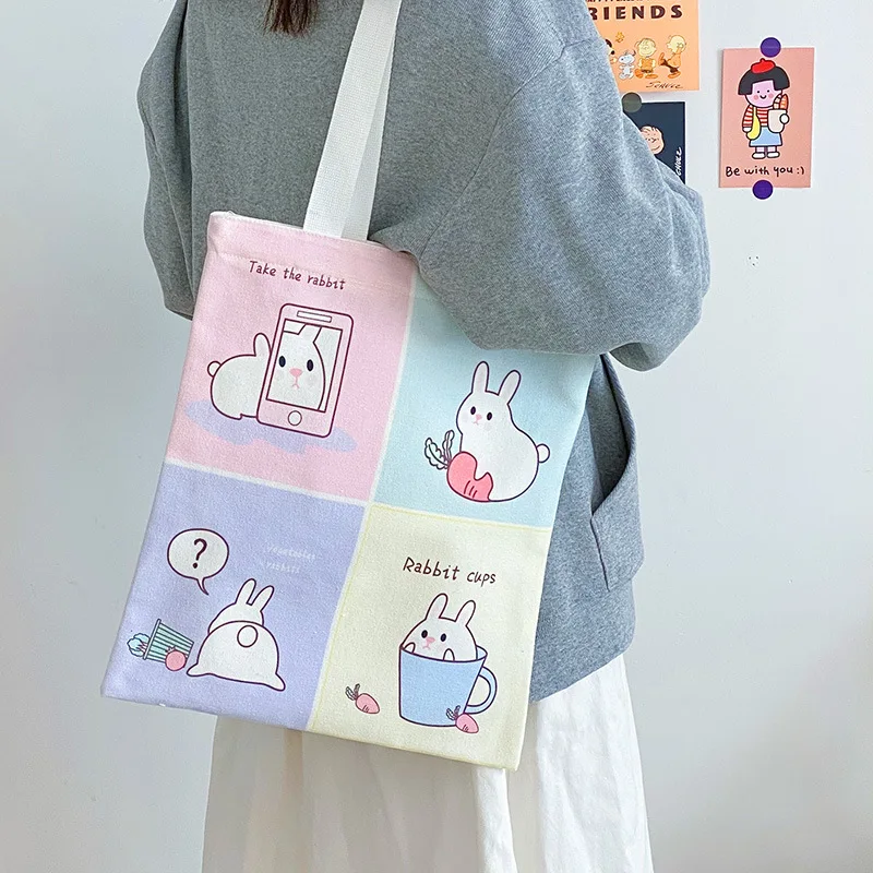 Cartoon cute little rabbit shopping bags handbag fashion shoulder bag female bag canvas tote bags
Cartoon cute little rabbit shopping bags handbag fashion shoulder bag female bag canvas tote bags
