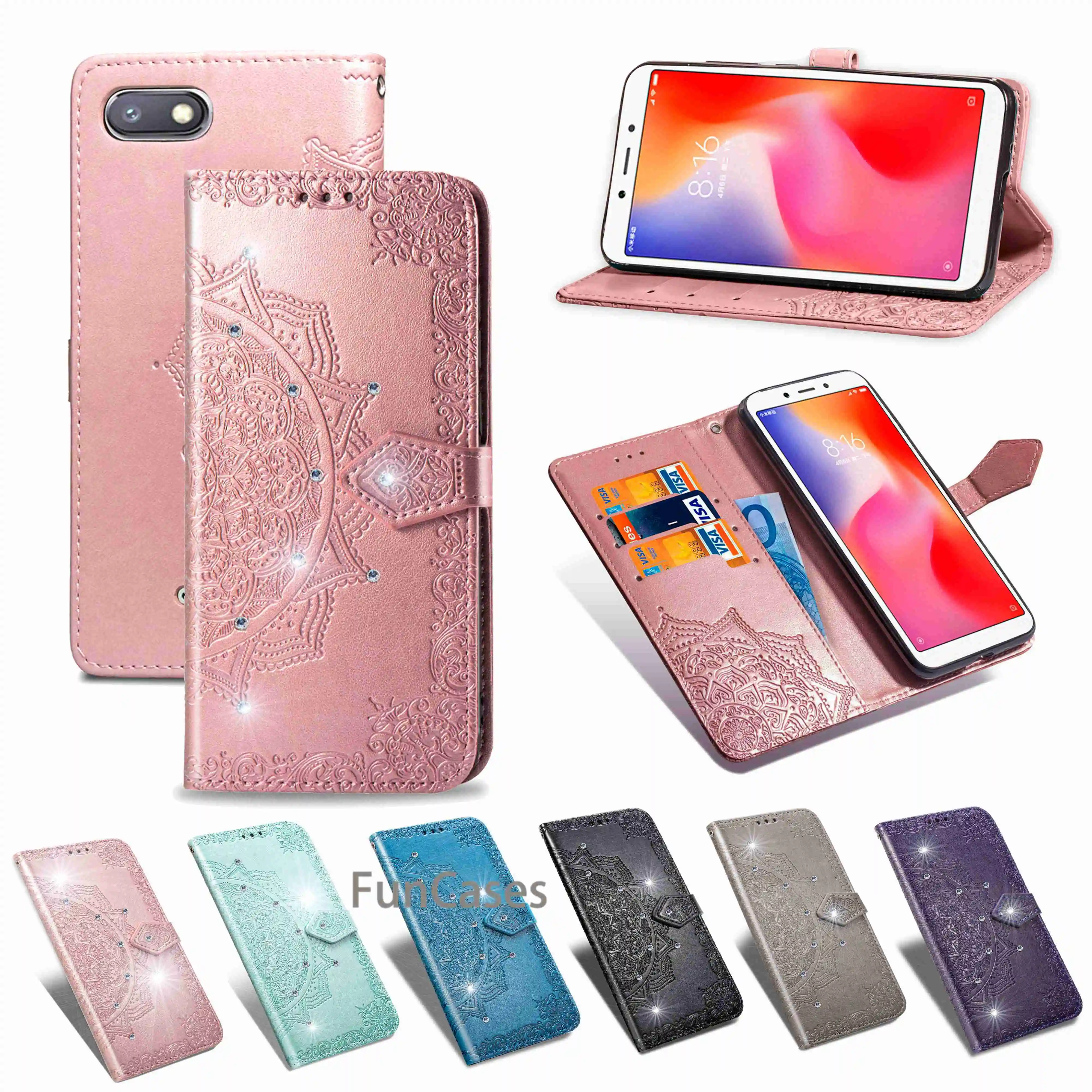 Чехол для телефона Xiomi Redmi 6A кожаный винтажный книжка с откидной крышкой чехол
