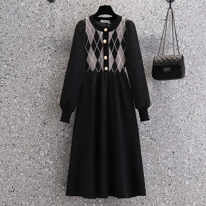 Argyle Sweater Dress Plus Size Women's 2021 Autumn And Winter Long Sleeve Fashion Slim Stitching Knitted Dress Pullover M1253
Argyle Sweater Dress Plus Size Women's 2021 Autumn And Winter Long Sleeve Fashion Slim Stitching Knitted Dress Pullover M1253