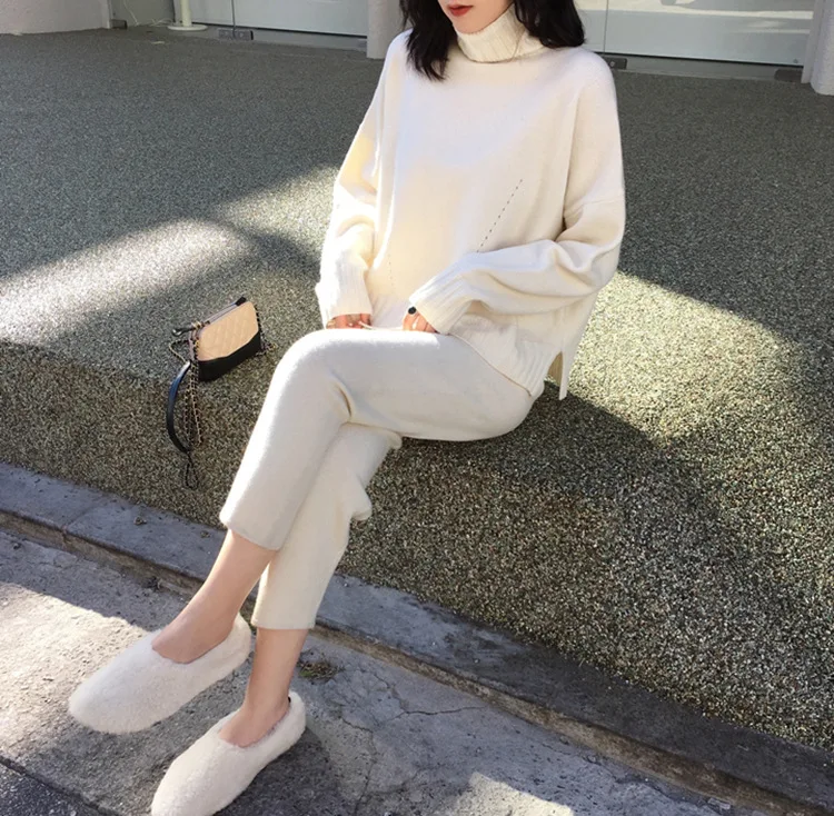 women two piece outfits 2020 new Autumn Winter Cotton Full Casual Turtleneck Solid sweater Woollen trousers keep warm ladylike
women two piece outfits 2020 new Autumn Winter Cotton Full Casual Turtleneck Solid sweater Woollen trousers keep warm ladylike